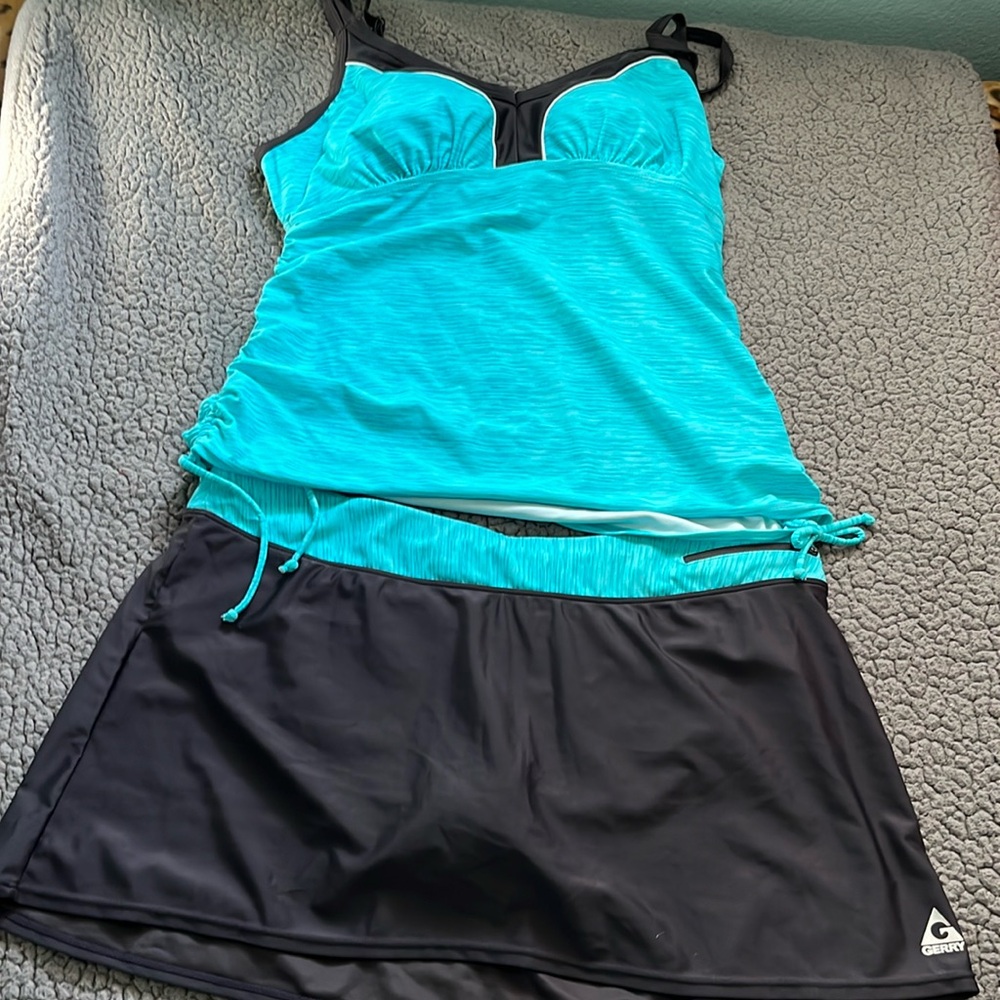 Gerry Weber Teal and Black Two-Piece Tankini with Skirt